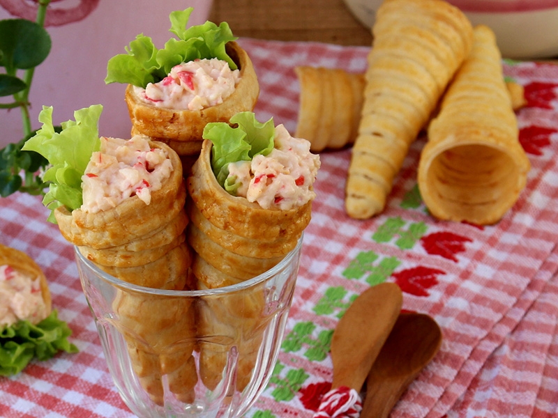 receita de cones de delícias do mar com ovo inteiro DOvo